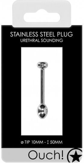 Shots Urethral Sounding Metal Plug Solid Ball Разширител 10mm в Сив Цвят