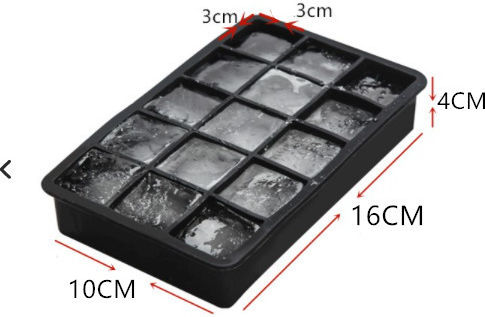 Ice Tray Cube Silicone 15 Slots with Lid Black 0020066