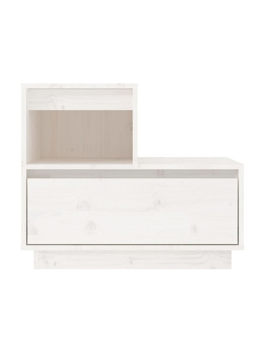 Noptiere din Lemn Masiv Albe 2buc 60x34x51cm