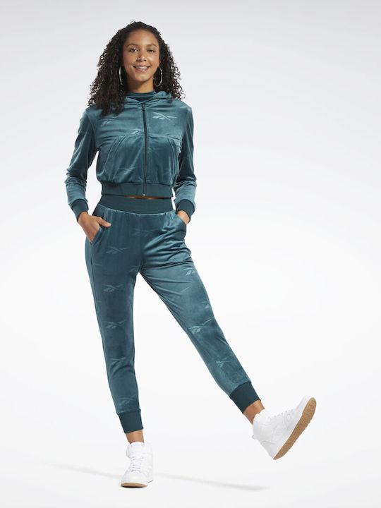 Classics Cropped Hanorac pentru femei Catifea Verde