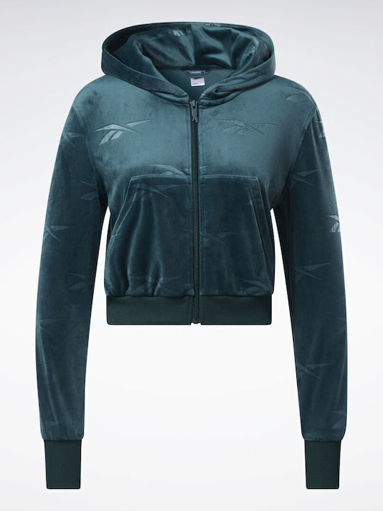Classics Cropped Hanorac pentru femei Catifea Verde
