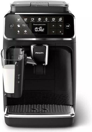 Philips Серия 4300 Автоматична Еспресо Кафемашина 1500W Налягане 15bar за Капучино с Мелачка Черна EP4341/50