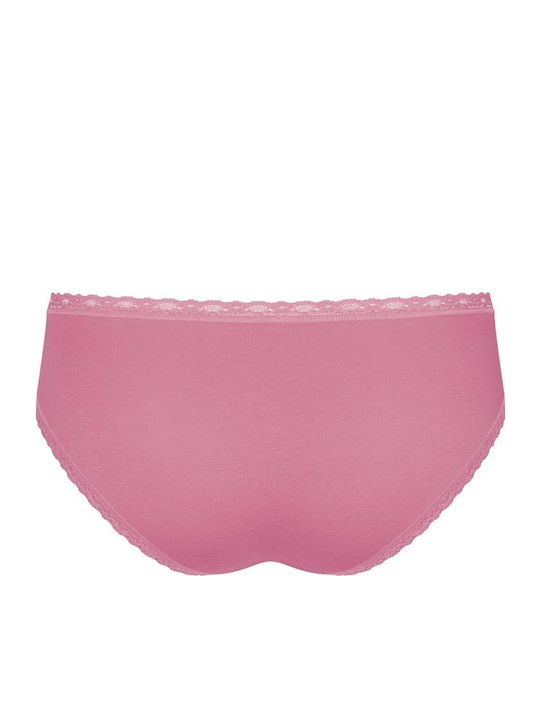 24/7 Weekend Hipster Βαμβακερά Women's Slip 3Pack with Lace Pink/Yellow/Bordeaux