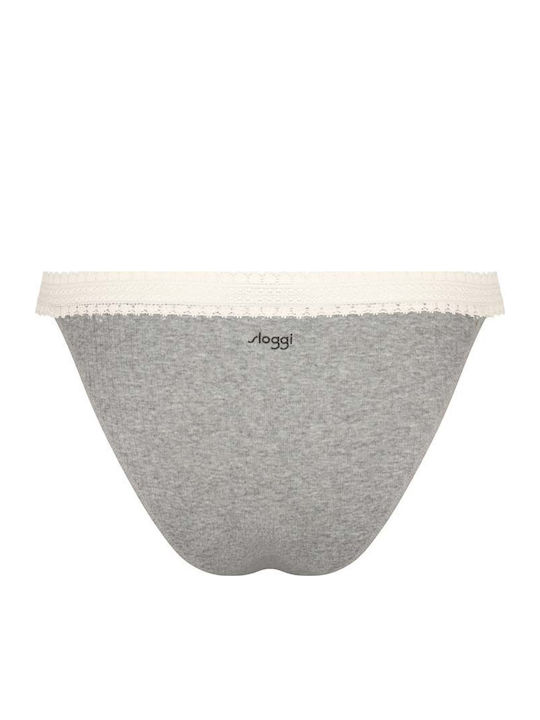 Go Ribbed H Tanga Βαμβακερά Дамско Слип 2Pack Сиви