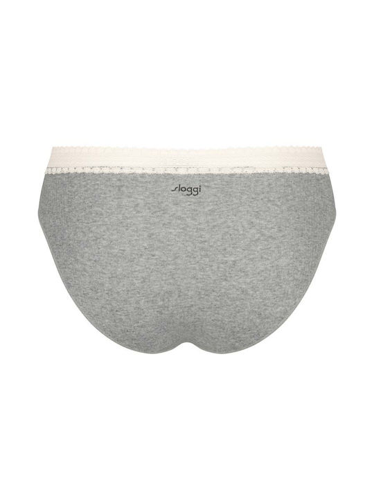 Sloggi Cotton Women's Slip 2Pack with Lace Navy/Grey