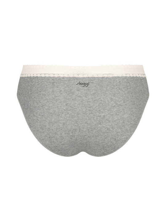 Sloggi Γυναικεία Slip 2Pack με Δαντέλα Navy/grey