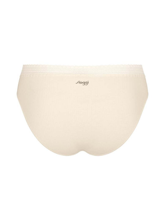 Sloggi Baumwolle Damen Slip 2Pack mit Spitze Beige/Brown