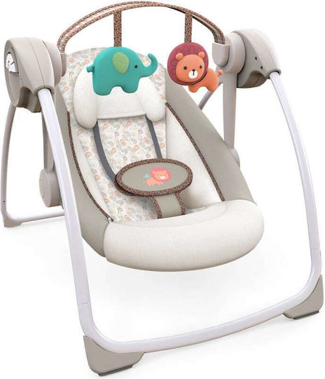 Bright Starts Electric Baby Relax Swing Portable Swing in with Music and Vibration Beige for Child up to 9kg