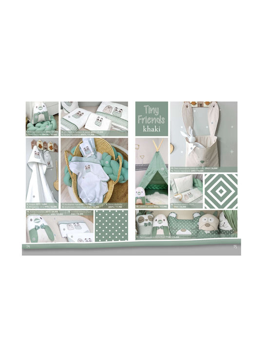 Baby Star Tiny Friends Seturi de cearșafuri pentru bebeluși Pentru Patut Bumbac cu Cauciuc Verzi 70x140buc 3buc