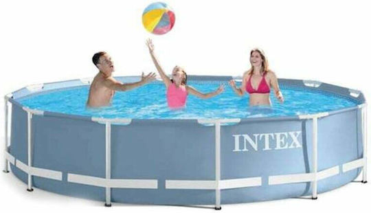 Intex Prism Στρογγυλή Πισίνα PVC 6503lt με Μεταλλικό Σκελετό 366x76εκ. Γκρι