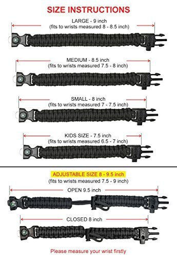 Compass Bracelet Survival with Whistle and Firestarter