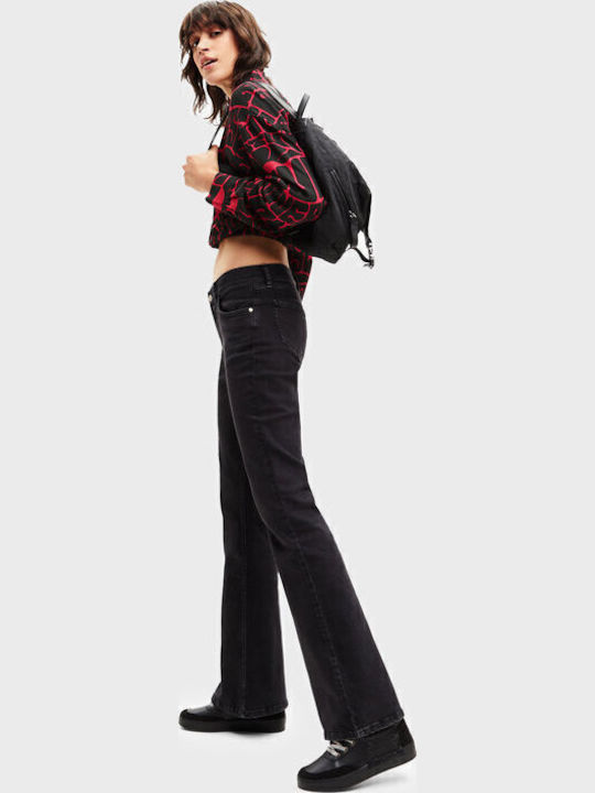 Mia Γυναικείο Jean Παντελόνι Καμπάνα σε Bootcut Εφαρμογή Μαύρο