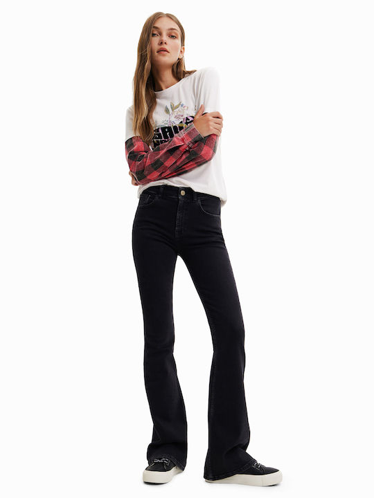 Mia Γυναικείο Jean Παντελόνι Καμπάνα σε Bootcut Εφαρμογή Μαύρο