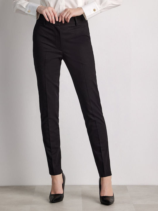 Forel Damen Chino Hose in Schlanker Passform Schwarz