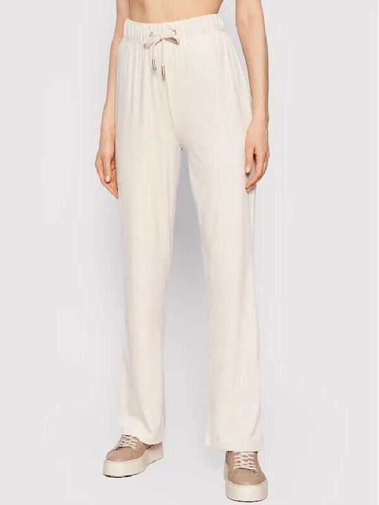 Only Women's Velvet Trousers Flare with Elastic Beige