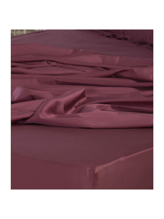 Nef-Nef Homeware Sheet King Size with Elastic 180x200+35cm. Elements Bordo