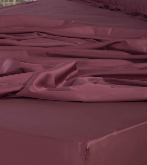 Nef-Nef Homeware Elements Σεντόνι King Size με Λάστιχο 180x200+35εκ. Bordo