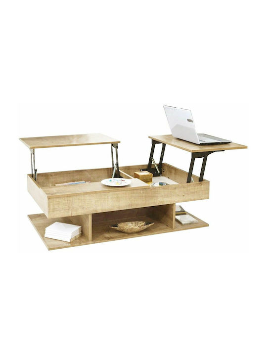 Rectangular Masă de cafea Linda Din lemn cu Servitor Natural L116.5xW70xH40cm.