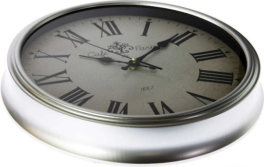 Viosarp Vintage Metallic Silver Wall Clock Ø35cm