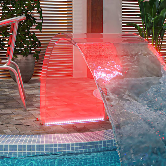 vidaXL Pool Waterfall with LED Lighting 30x56.5x50cm Silver