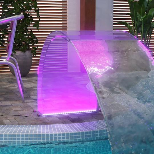 vidaXL Pool Waterfall with LED Lighting 30x56.5x50cm Silver
