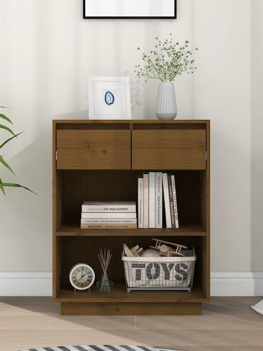 Sideboard made of Solid Wood with Drawers Καφέ Μελί 60x34x75cm