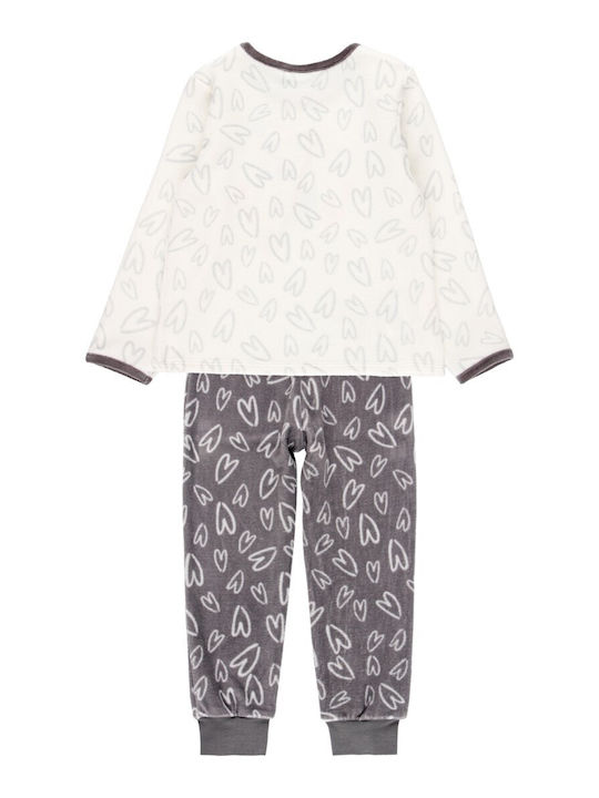 Boboli Set Top & Bottom Kids Winter Velvet Pyjamas White