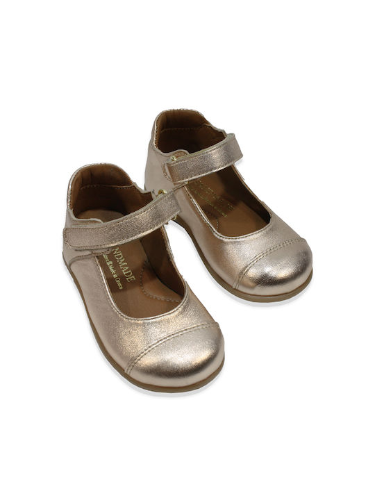 Children's leather ballerinas gold color