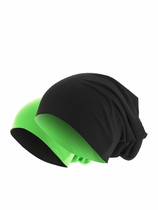 Căciulă Beanie Reversibilă Pentru Bărbați Negru / Verde Neon