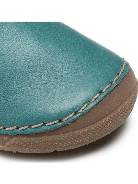 Leather Kids Boots with Velcro Turquoise