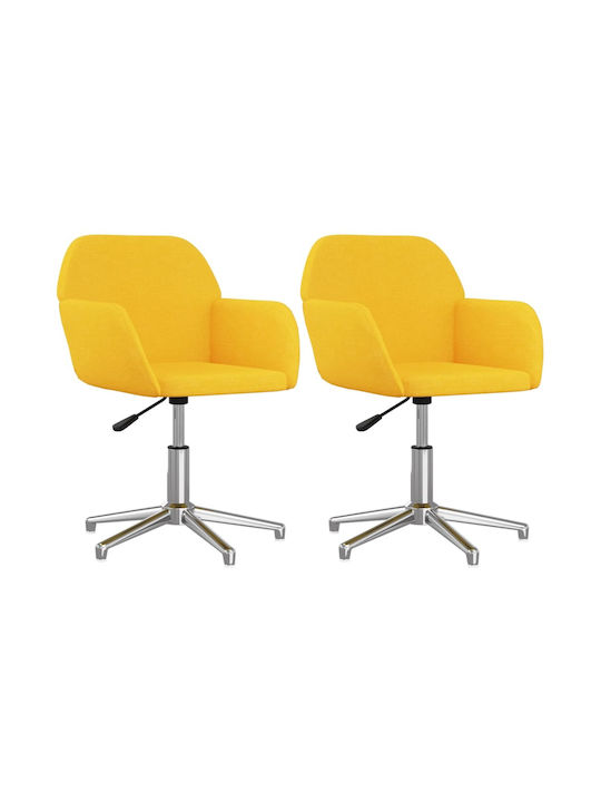 Scaun Pentru Vizitatori Cu Rotire Cu Brațe Și Roți În Culoare Galbenă 53.5x57x70cm 2 Bucăți