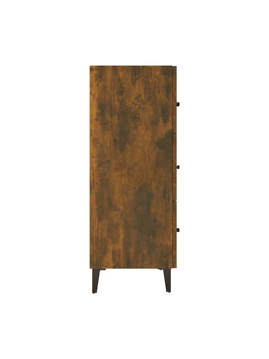 Wooden Chest of Drawers with 3 Drawers Smoked Oak 69.5x34x90cm