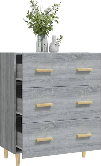 Wooden Bedroom Chest of Drawers with 3 Drawers 70x34x90cm
