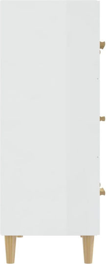 Wooden Chest of Drawers with 3 Drawers White 70x34x90cm