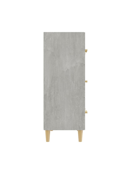 Wooden Chest of Drawers with 3 Drawers Gray 70x34x90cm