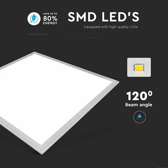 V-TAC Pătrat Încastrat Panou LED Putere 40W cu Alb Natural Lumini 59.5x59.5cm.