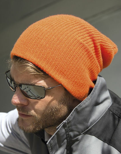 Ribbed Beanie Cap Orange