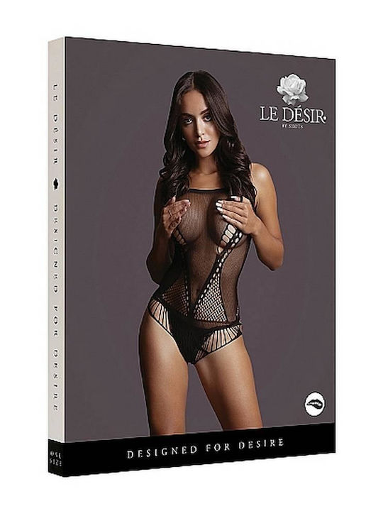 Le Désir Sexy Κορμάκι Contrast Net Teddy Μαύρο