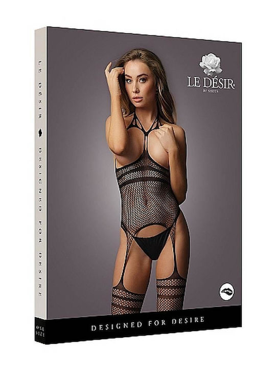 Le Désir Sexy Bodystockings Gittermuster mit Schrittfrei Schwarz