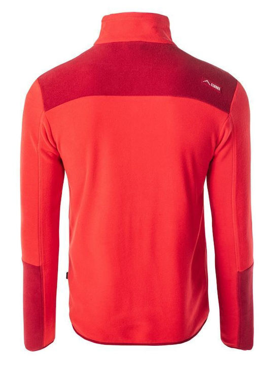 Elbrus Cari Polartec Herren Sportliches Langarmshirt Ausschnitt mit Reißverschluss Rot