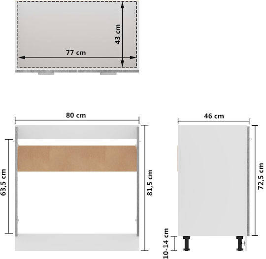 Dulap pentru Chiuvetă Gri 80x46x81.5buc