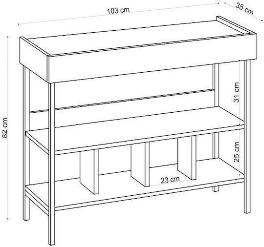 Wooden Console Natural and Black M103xW35xH82cm
