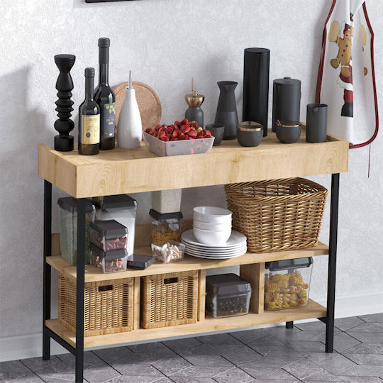 Wooden Console Natural and Black M103xW35xH82cm