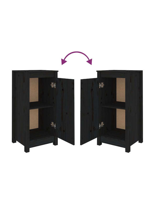 Living Room Display Cabinet Made of Solid Wood Black 40x35x80cm