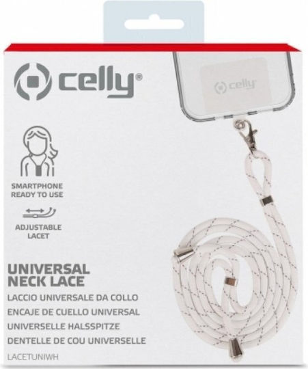 Celly Curea pentru gât pentru Telefoane Mobile Alb LACETUNIWH