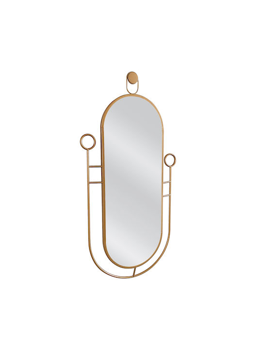 ArteLibre Angbor Wall Mirror with Gold Metallic Frame 100x65cm 1pcs