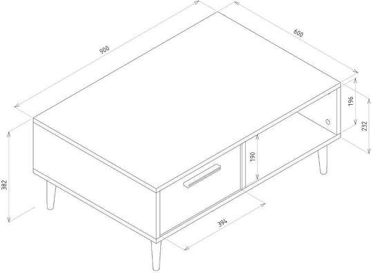 ArteLibre Rechteckiges Zentral Kaffeetisch Banno Holz mit Schubladen Beige M90xT60xH38cm