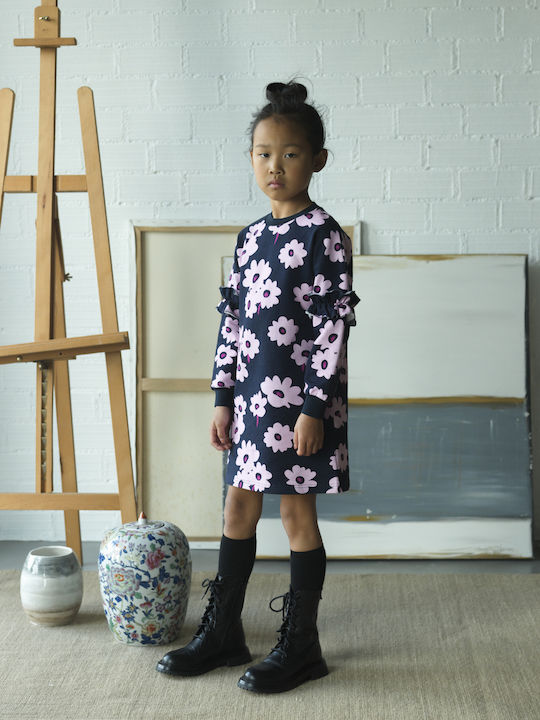 Yell Oh! Sweatshirt Kids Dress Floral Long Sleeve Navy Blue