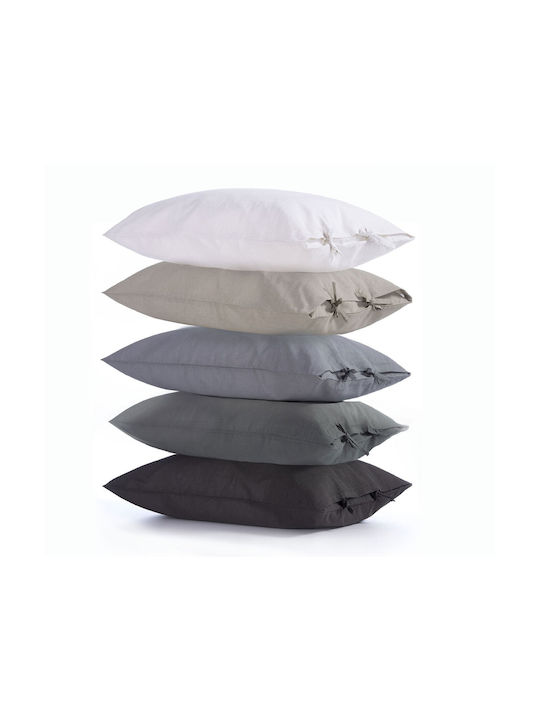 Nef-Nef Homeware Cotton-Linen Σετ Μαξιλαροθήκες με Φάσα Anthracite 52x72εκ.