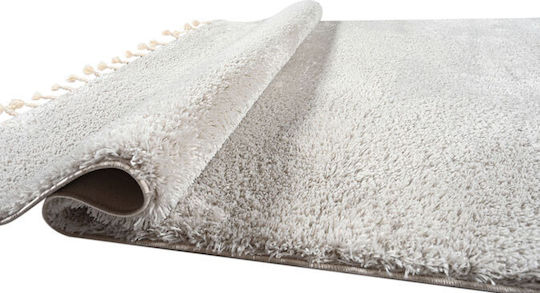 Balsan Silky Rug Rectangular Shaggy with Fringes Beige